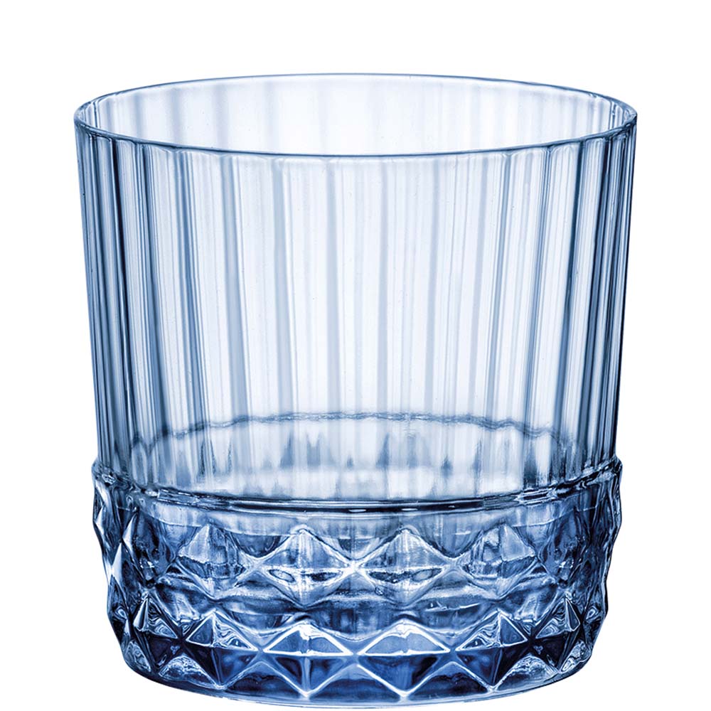 Bormioli Rocco America 20s Blue Rocks Tumbler, Trinkglas, 300ml, Glas, blau, 6 Stück
