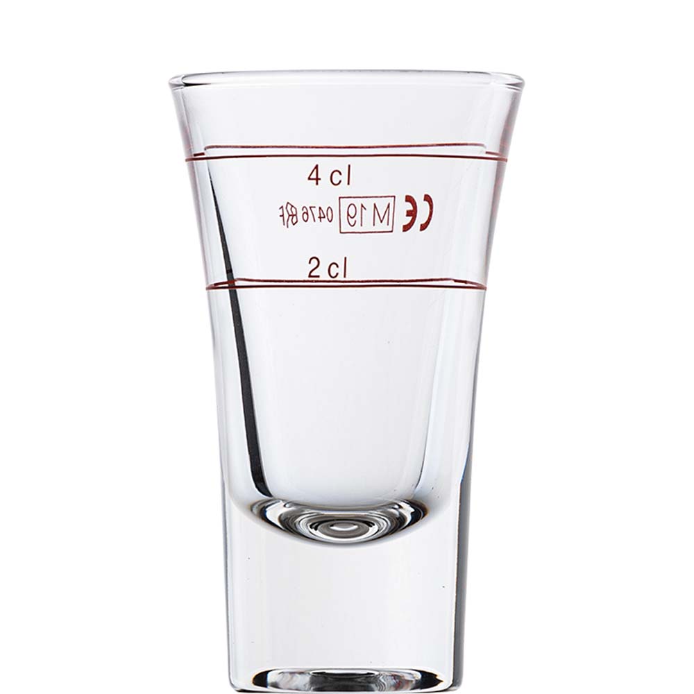 Bormioli Rocco Dublino Schnapsglas, Shotglas, Stamper, 57ml, mit Füllstrich bei 2cl+4cl, Glas, transparent, 6 Stück