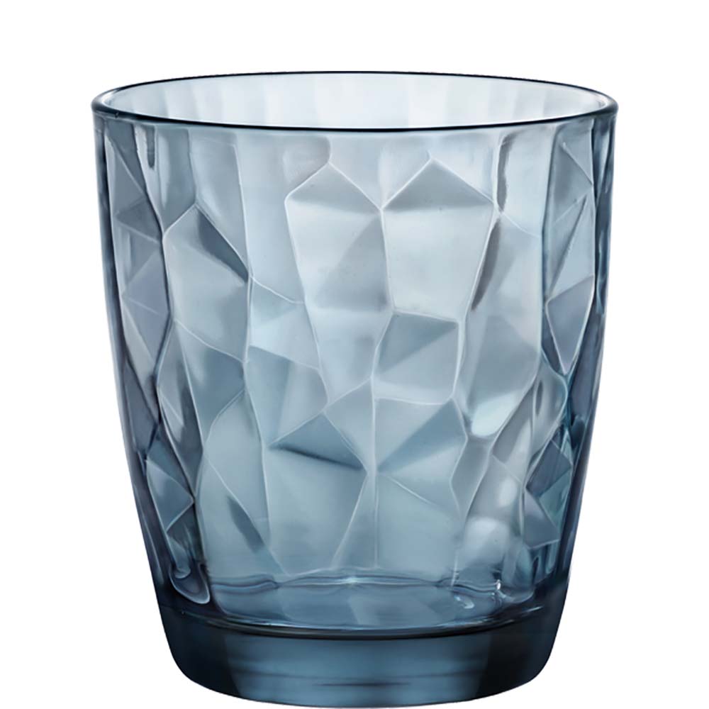 Bormioli Rocco Diamond Ocean Blue Tumbler, Trinkglas, 390ml, Glas, blau, 6 Stück