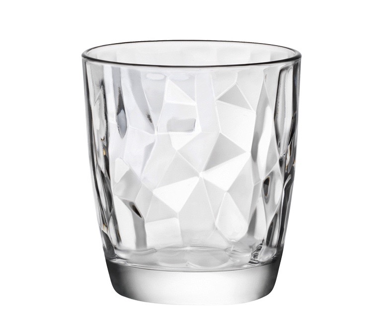 Bormioli Rocco Diamond Tumbler, Trinkglas, 390ml, mit Füllstrich bei 0.25l, Glas, transparent, 6 Stück