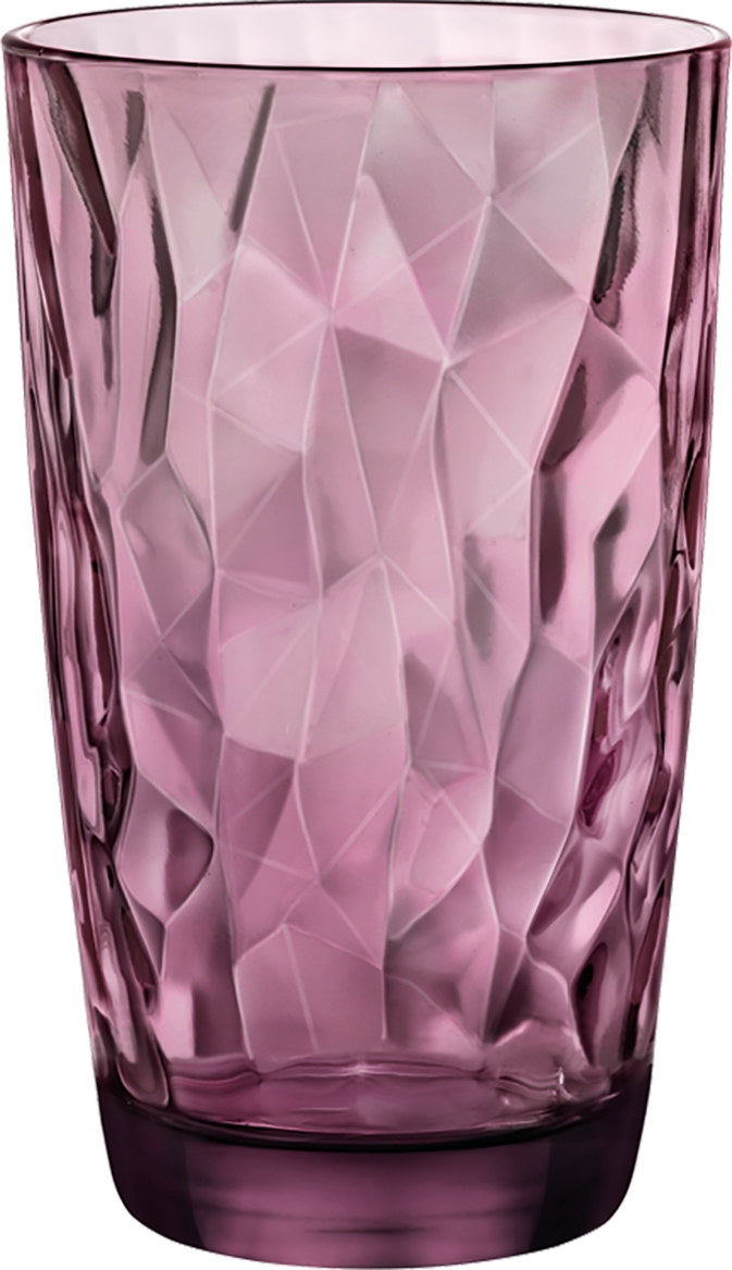 Bormioli Rocco Diamond Longdrink, 470ml, mit Füllstrich bei 0.4l, Glas, lila, 6 Stück