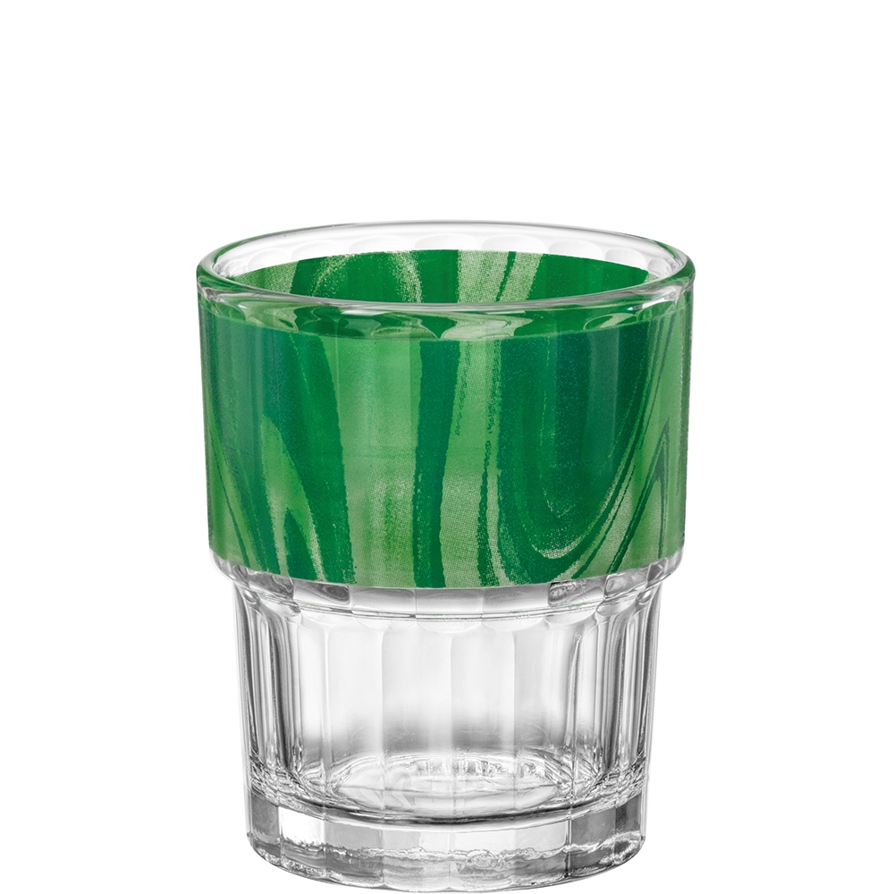 Bormioli Rocco Natura Green Lyon Optique Tumbler, Trinkglas, stapelbar, 205ml, Glas gehärtet, grün, 6 Stück
