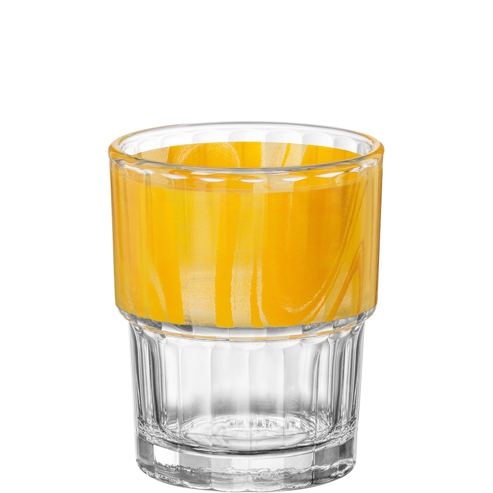 Bormioli Rocco Natura Yellow Lyon Optique Tumbler, Trinkglas, stapelbar, 205ml, Glas gehärtet, gelb, 6 Stück