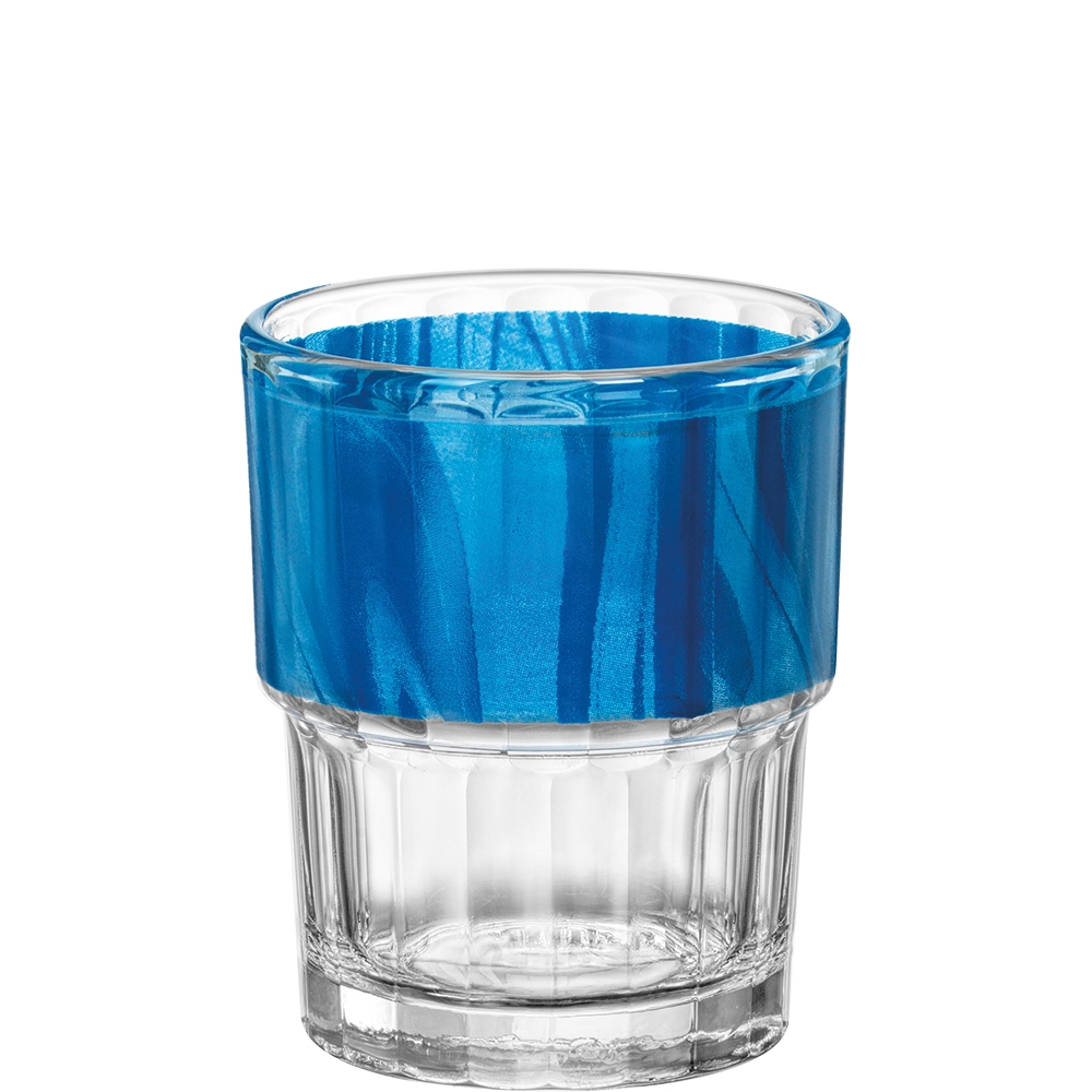 Bormioli Rocco Natura Blue Lyon Optique Tumbler, Trinkglas, stapelbar, 205ml, Glas gehärtet, blau, 6 Stück
