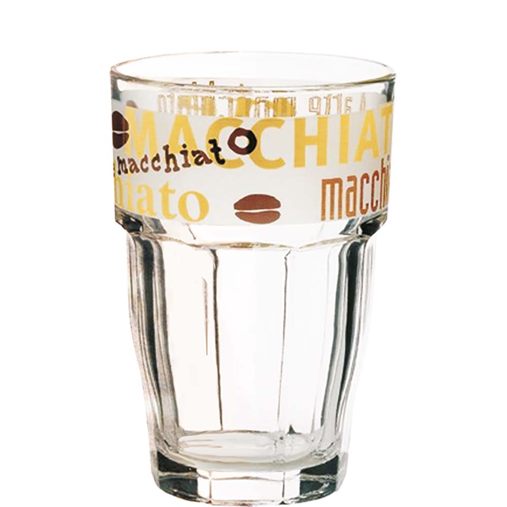 Bormioli Rocco Happy Hours Happy Hours Latte Macciato Kaffeeglas, 370ml, Glas gehärtet, transparent, 6 Stück