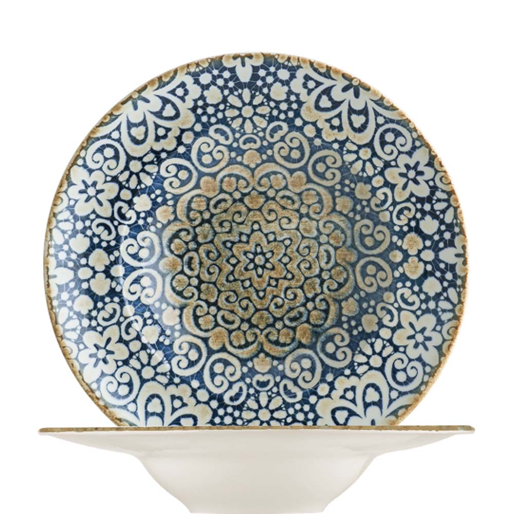 Bonna Premium Porcelain Alhambra Banquet Pastateller, 28cm, 400ml, Premium Porzellan, blau, 1 Stück