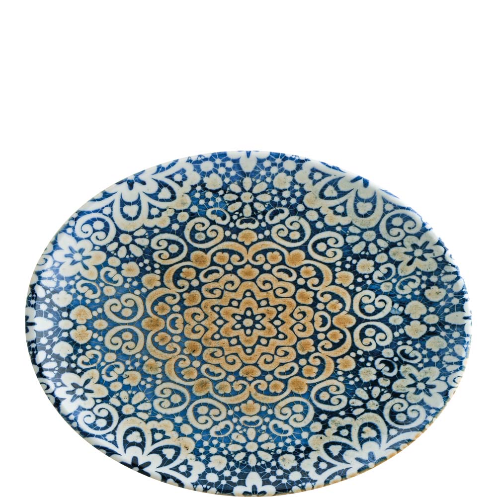Bonna Premium Porcelain Alhambra Moove Platte oval, 31cm, Premium Porzellan, blau, 1 Stück