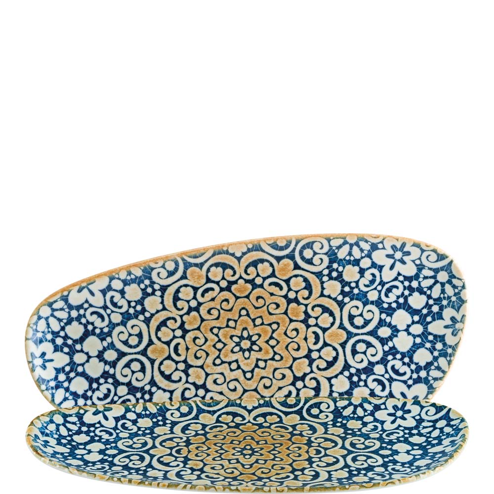 Bonna Premium Porcelain Alhambra Vago Platte oval, 37cm, Premium Porzellan, blau, 1 Stück