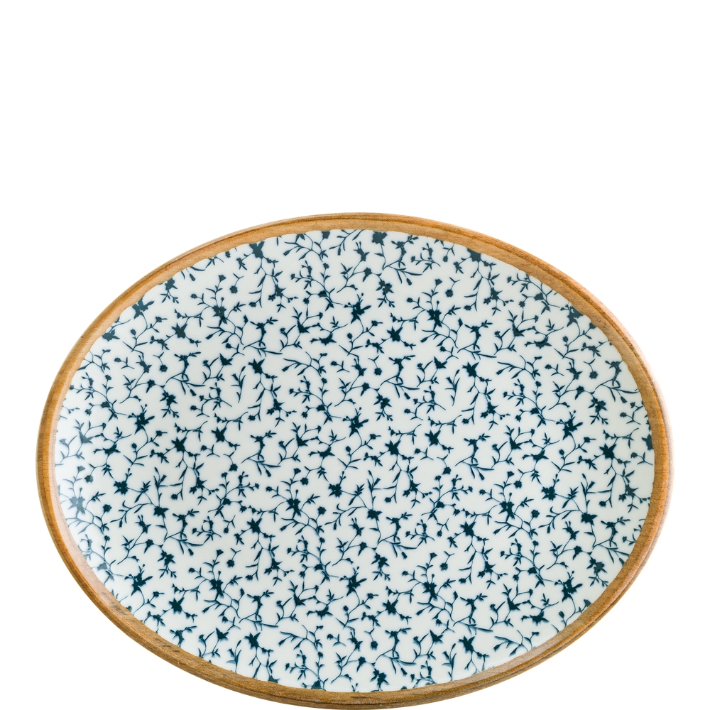 Bonna Premium Porcelain Calif Moove Platte oval, 25cm, Premium Porzellan, blau, 1 Stück