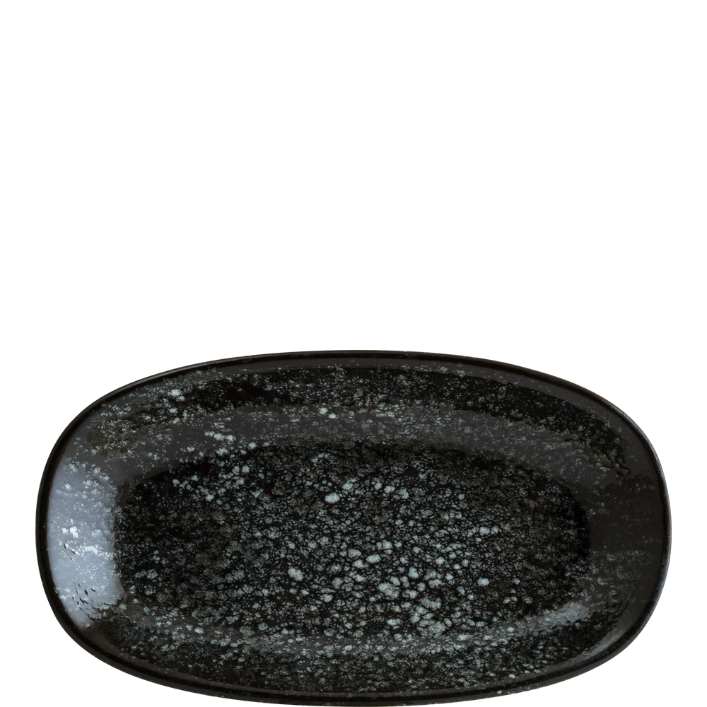 Bonna Premium Porcelain Cosmos Black Gourmet Platte oval, 23.8cm, Premium Porzellan, schwarz, 1 Stück