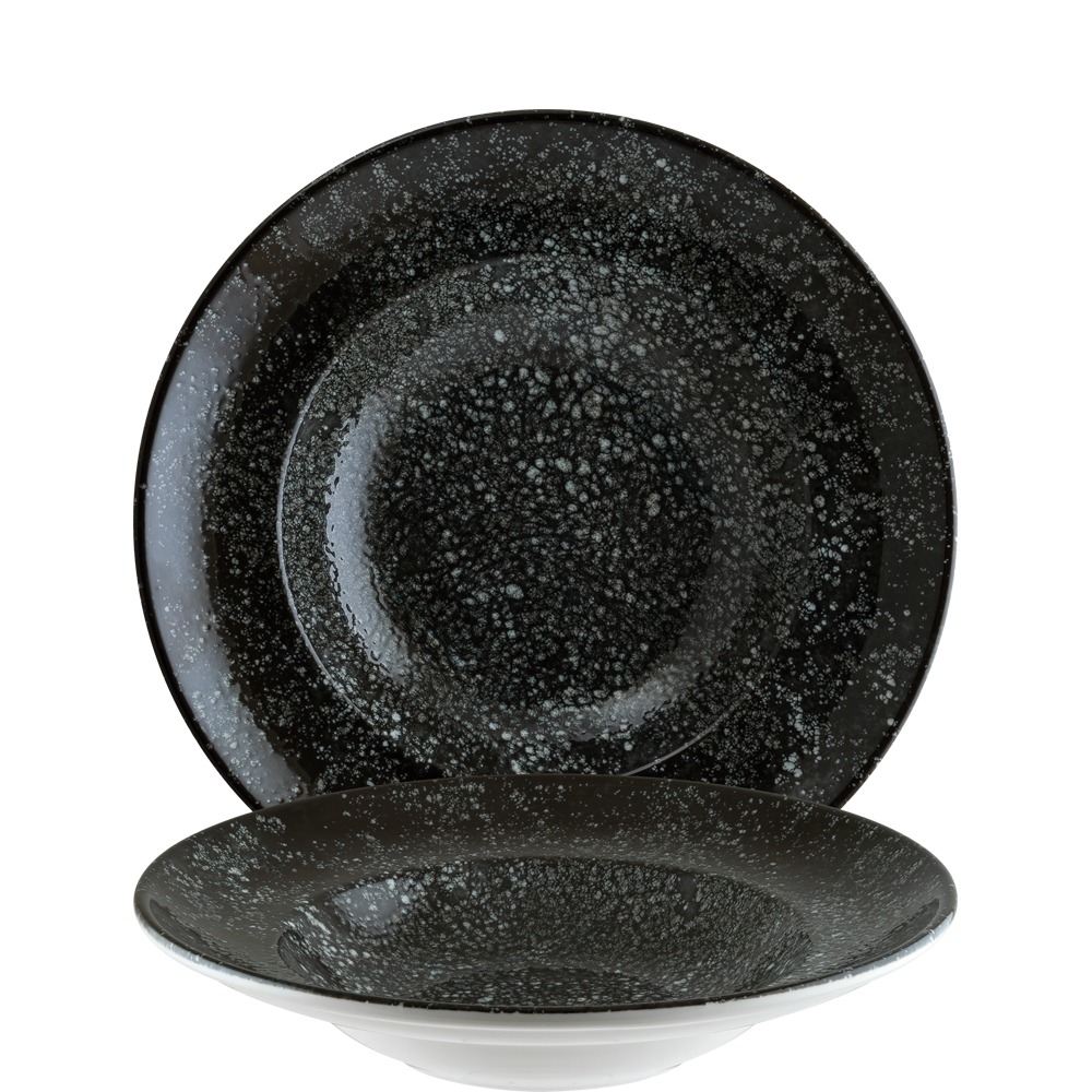 Bonna Premium Porcelain Cosmos Black Gourmet Pastateller, 26.8cm, 450ml, Premium Porzellan, schwarz, 1 Stück