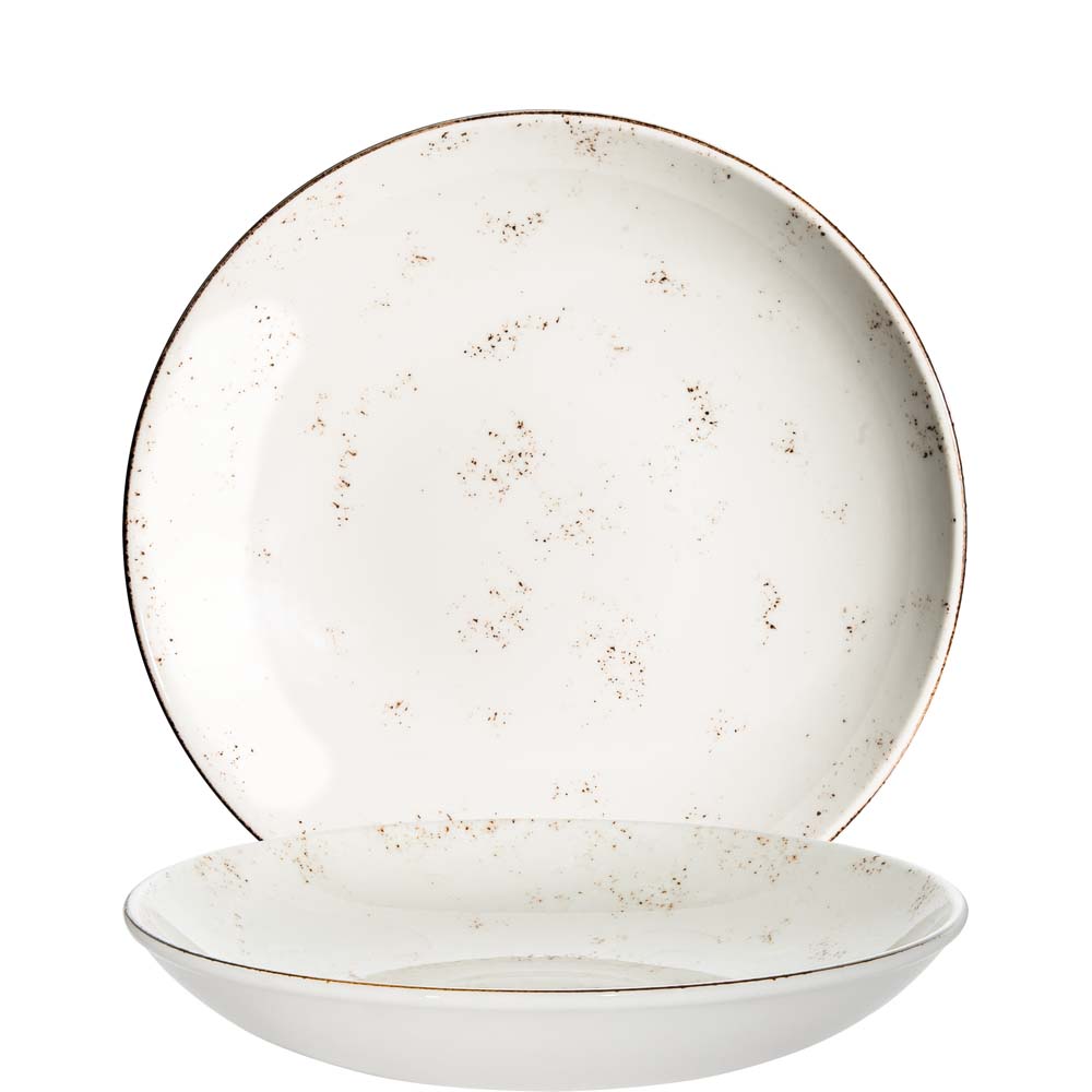 Bonna Premium Porcelain Grain Bloom Teller tief, 28cm, 1.7 Liter, Premium Porzellan, creme-weiß, 1 Stück