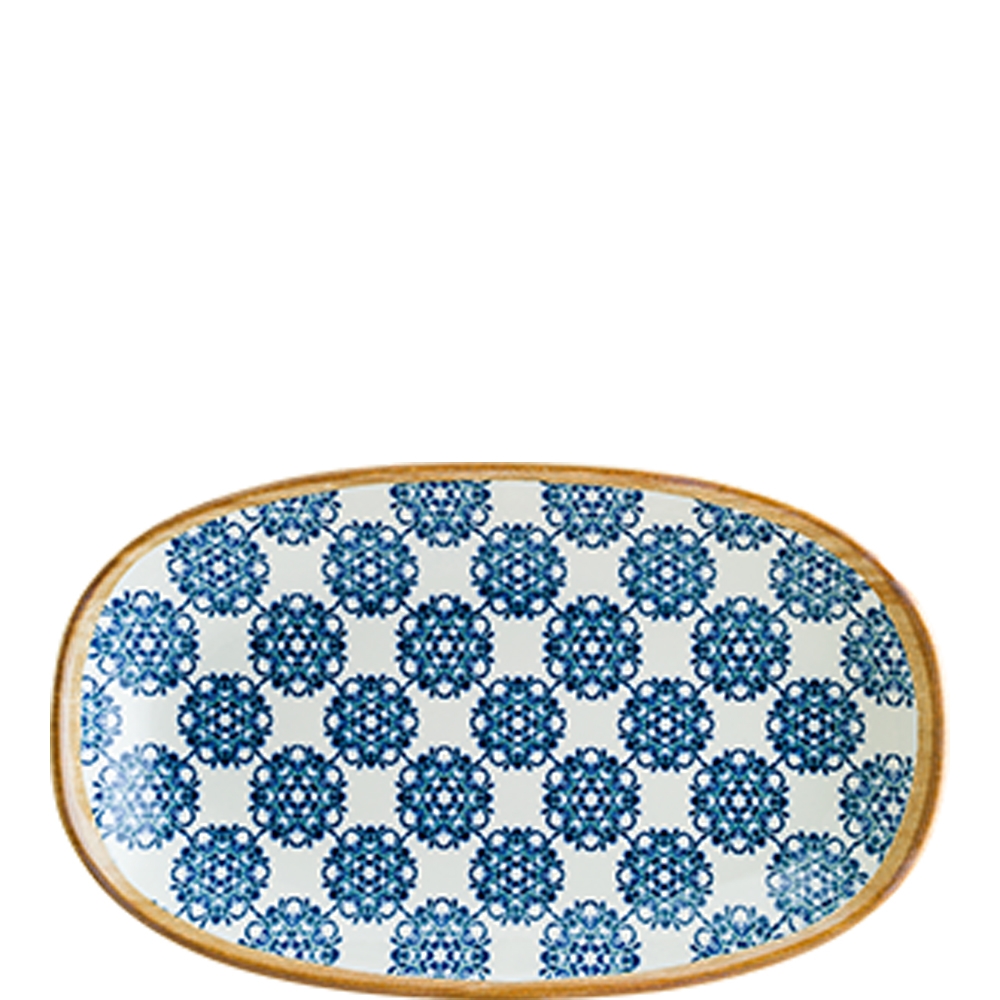 Bonna Premium Porcelain Lotus Gourmet Platte oval, 15cm, Premium Porzellan, blau, 1 Stück