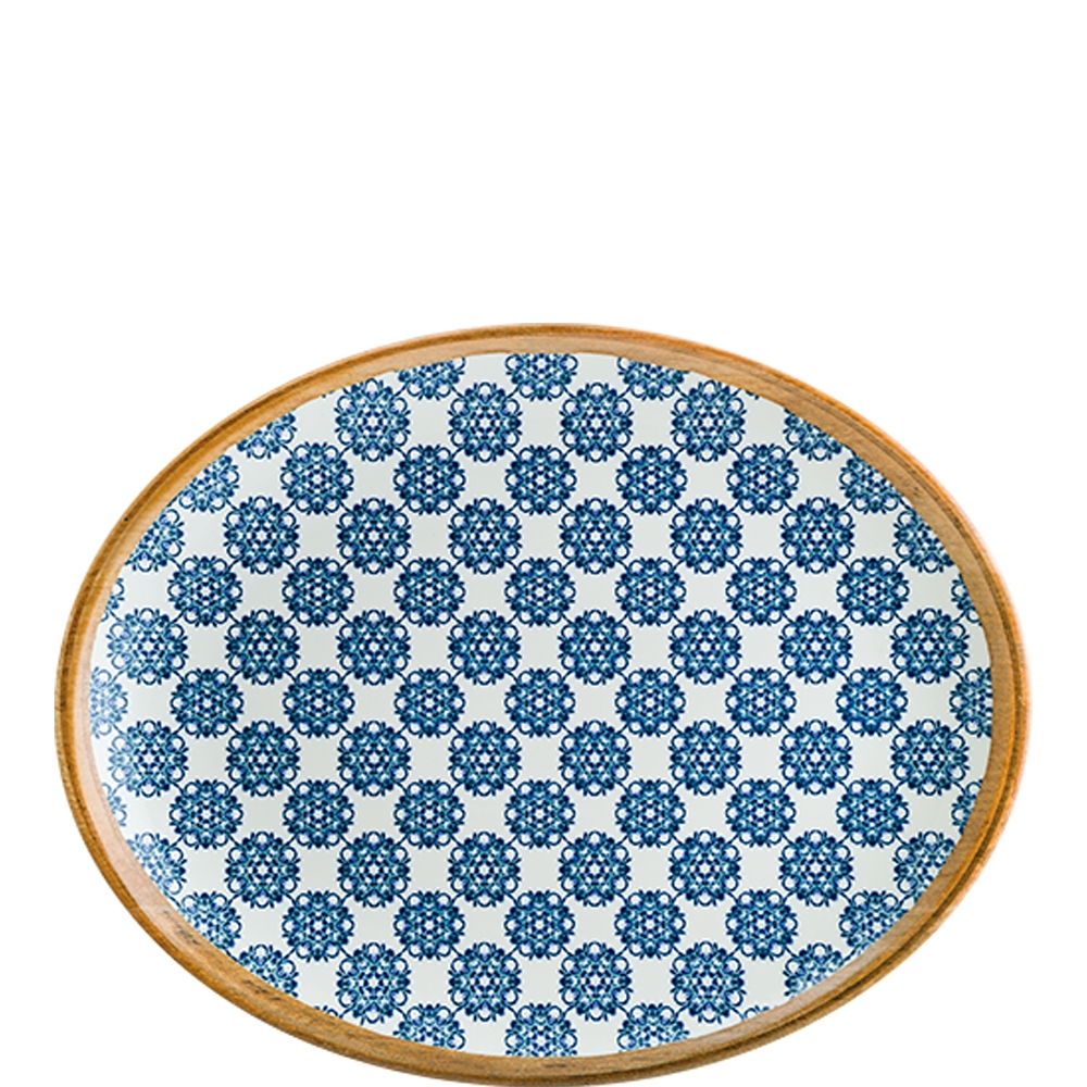Bonna Premium Porcelain Lotus Moove Platte oval, 25cm, Premium Porzellan, blau, 1 Stück