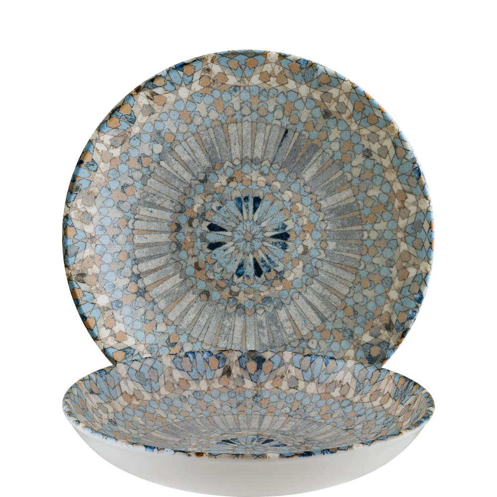 Bonna Premium Porcelain Luca Mosaic Bloom Teller tief, 25cm, 1.3 Liter, Premium Porzellan, bunt, 1 Stück