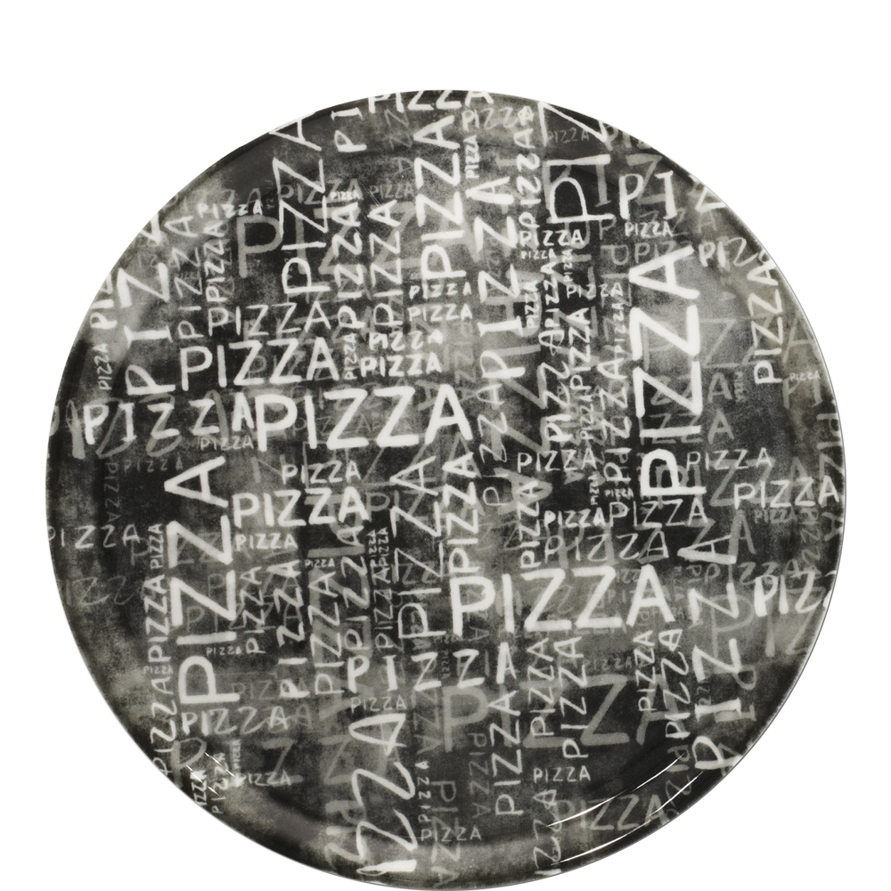 Saturnia Napoli Black & White Dekor Pizzateller, 32.9cm, 32.9cm, Porzellan, schwarz-weiß, 1 Stück