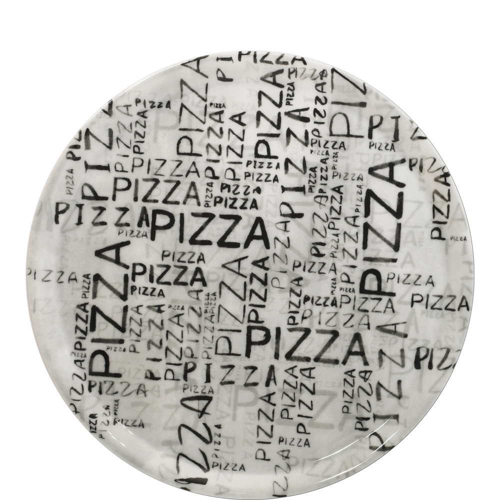 Saturnia Napoli White & Black Dekor Pizzateller, 31cm, 31cm, Porzellan, schwarz-weiß, 1 Stück