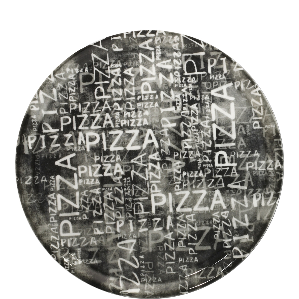 Saturnia Napoli Black & White Dekor Pizzateller, 31cm, 31cm, Porzellan, schwarz-weiß, 1 Stück