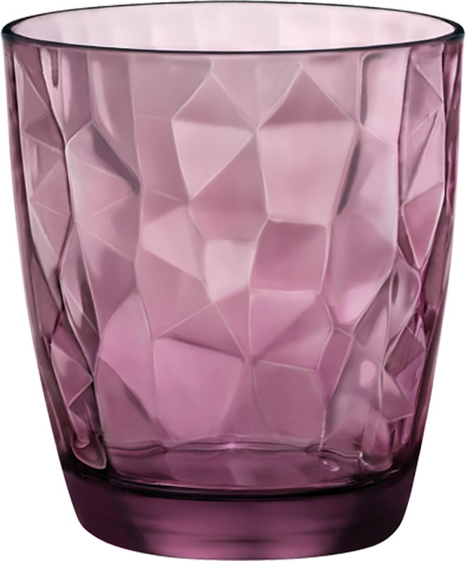 Bormioli Rocco Diamond Tumbler, Trinkglas, 305ml, mit Füllstrich bei 0.2l, Glas, lila, 6 Stück