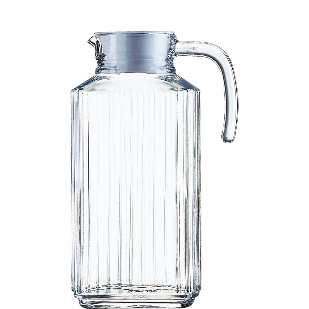 Luminarc Quadro Kühlschrankkrug mit weißem Kunststoffdeckel, 1.7 Liter, Glas, transparent, 1 Stück