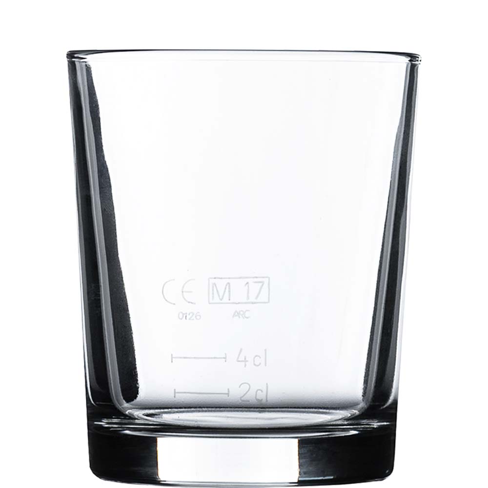 Arcoroc Stockholm Tumbler, Trinkglas, 270ml, mit Füllstrich bei 2cl+4cl, Glas, transparent, 12 Stück