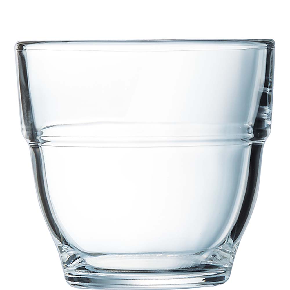 Arcoroc Forum Tumbler, Trinkglas, stapelbar, 160ml, mit Füllstrich bei 0.1l, Glas gehärtet, transparent, 6 Stück