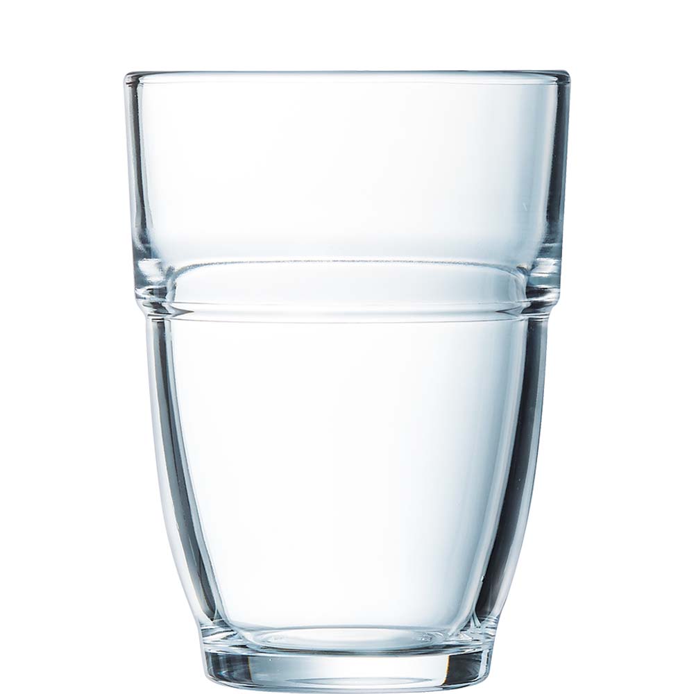 Arcoroc Forum Tumbler, Trinkglas, stapelbar, 265ml, mit Füllstrich bei 0.2l, Glas gehärtet, transparent, 6 Stück