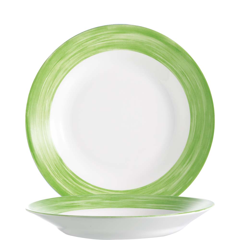 Arcoroc Brush Green Teller tief, 22.5cm, 22.5cm, Opal, grün, 6 Stück
