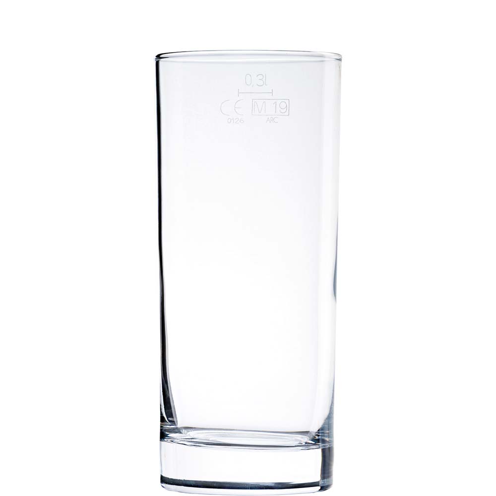 Arcoroc Geo Altbierbecher, Bierstange, Bierglas, 370ml, mit Füllstrich bei 0.3l, Glas, transparent, 6 Stück