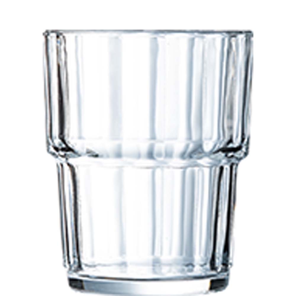 Arcoroc Norvege Tumbler, Trinkglas, stapelbar, 200ml, Glas gehärtet, transparent, 6 Stück