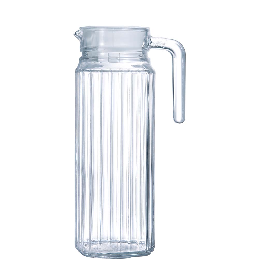Luminarc Quadro Kühlschrankkrug mit weißem Kunststoffdeckel, 1.1 Liter, Glas, transparent, 1 Stück