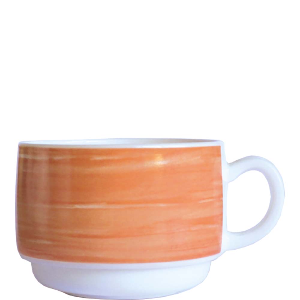 Arcoroc Brush Orange Obertasse, Kaffeetasse, stapelbar, 190ml, Opal, orange, 12 Stück