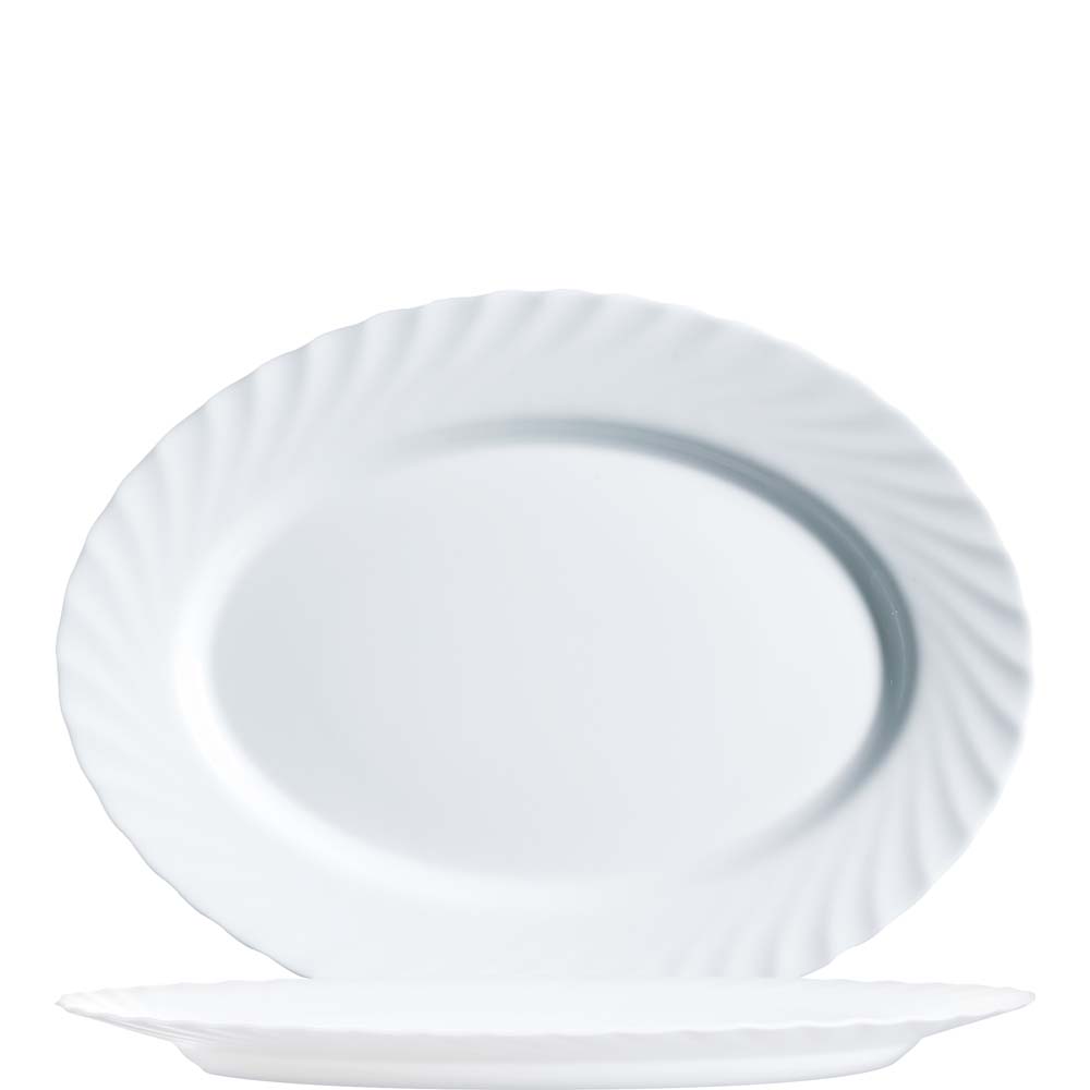 Arcoroc Trianon White Platte oval, 35cm, Opal, weiß, 4 Stück