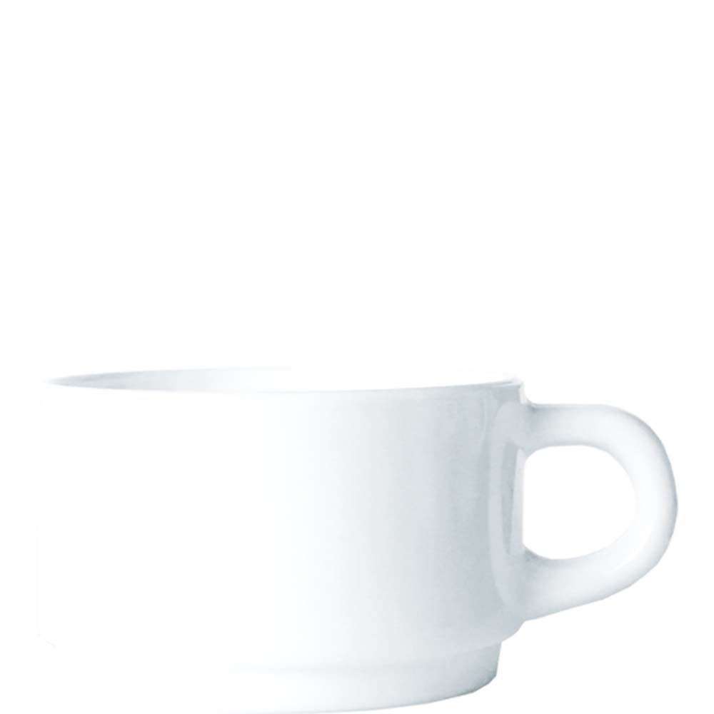 Luminarc Cylindrique White Obertasse, Kaffeetasse, stapelbar, 140ml, Opal, weiß, 6 Stück
