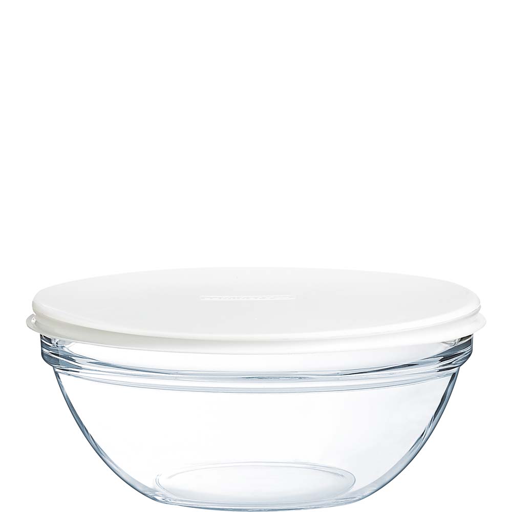 Luminarc Empilable Stapelschale mit PE-Deckel, 17.5cm, 1 Liter, Glas gehärtet, weiß, 1 Stück