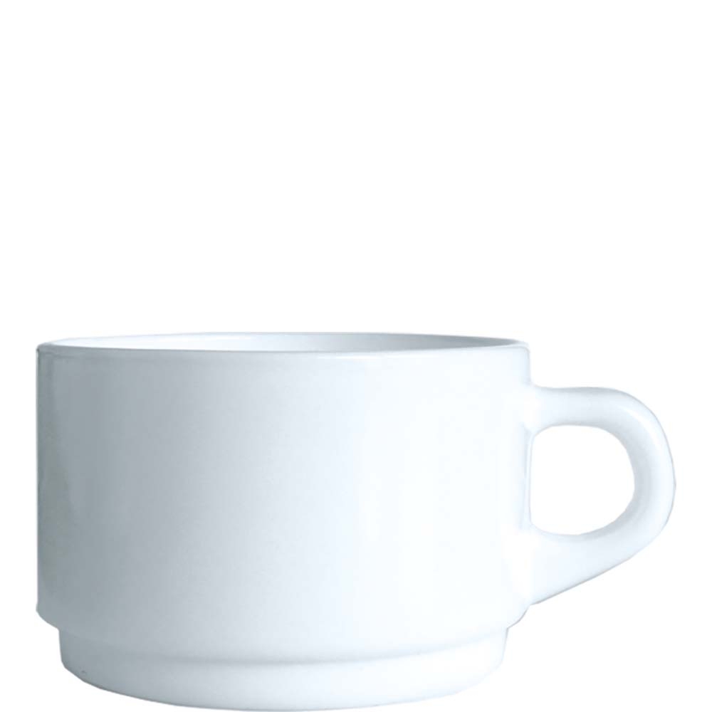 Luminarc Cylindrique White Obertasse, Kaffeetasse, stapelbar, 280ml, Opal, weiß, 6 Stück