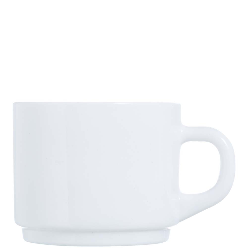 Luminarc Cylindrique White Obertasse, Kaffeetasse, stapelbar, 220ml, Opal, weiß, 6 Stück