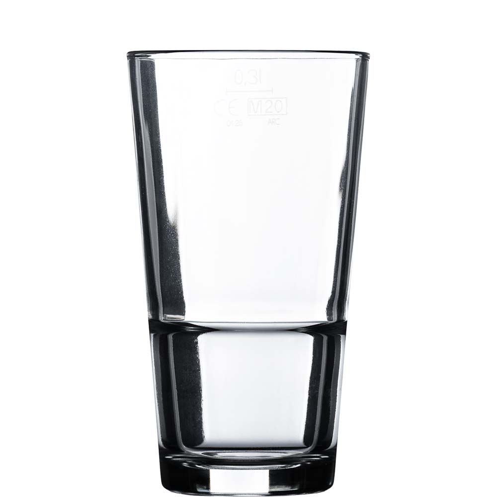 Arcoroc Stack Up Longdrink, stapelbar, 350ml, mit Füllstrich bei 0.3l, Glas gehärtet, transparent, 6 Stück