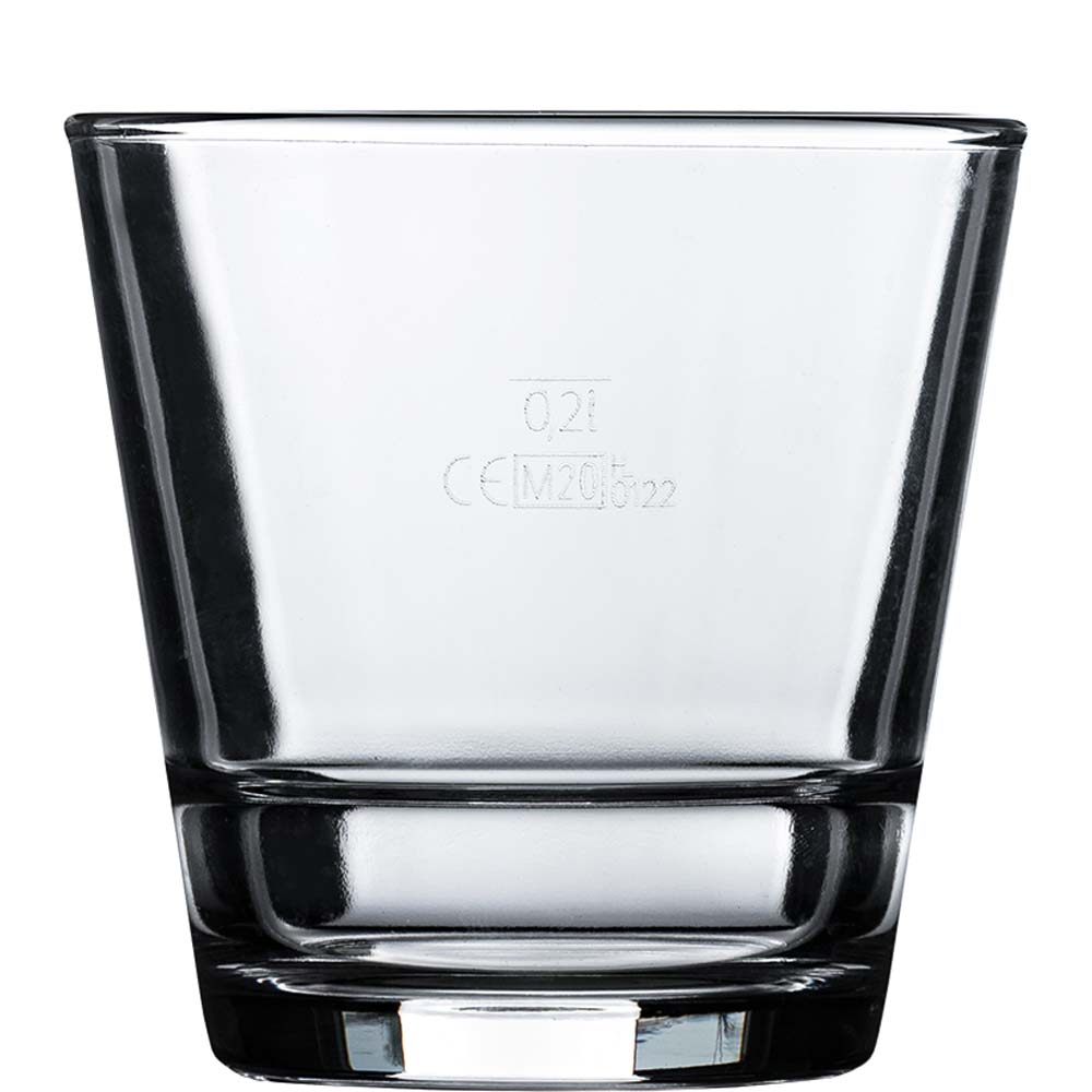 Arcoroc Stack Up Tumbler, Trinkglas, stapelbar, 320ml, mit Füllstrich bei 0.2l, Glas gehärtet, transparent, 6 Stück