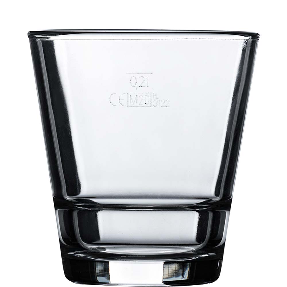 Arcoroc Stack Up Tumbler, Trinkglas, stapelbar, 260ml, mit Füllstrich bei 0.2l, Glas gehärtet, transparent, 6 Stück