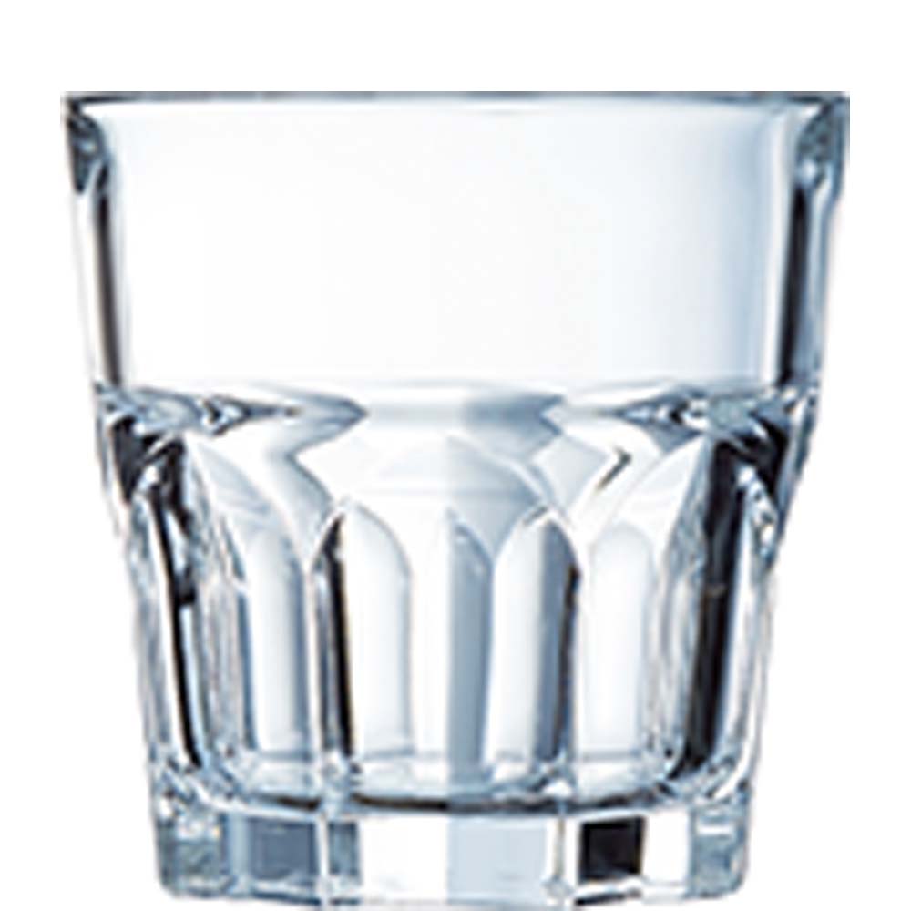 Arcoroc Granity Tumbler, Trinkglas, stapelbar, 160ml, mit Füllstrich bei 0.1l, Glas gehärtet, transparent, 6 Stück