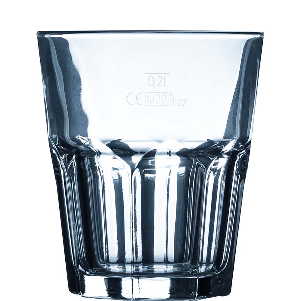 Arcoroc Granity Tumbler, Trinkglas, stapelbar, 275ml, mit Füllstrich bei 0.2l, Glas gehärtet, transparent, 6 Stück