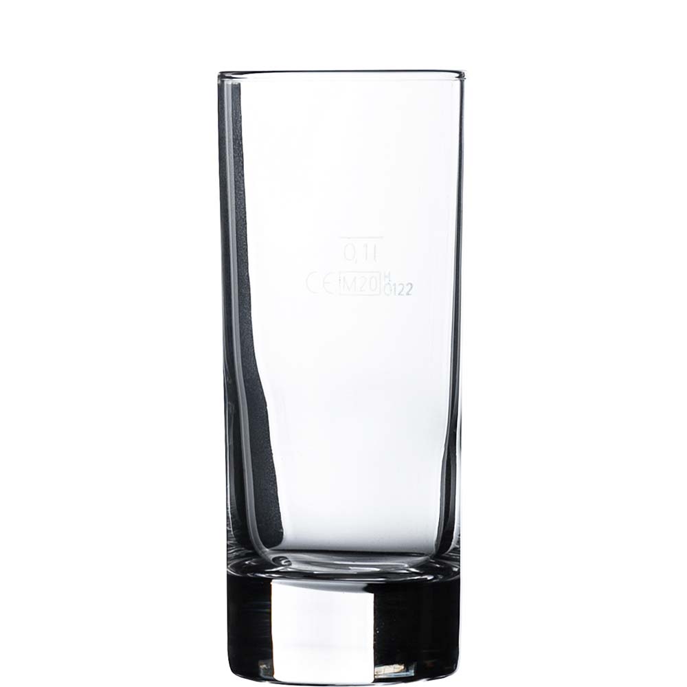 Arcoroc Islande Tubo Longdrink, 170ml, mit Füllstrich bei 0.1l, Glas, transparent, 6 Stück