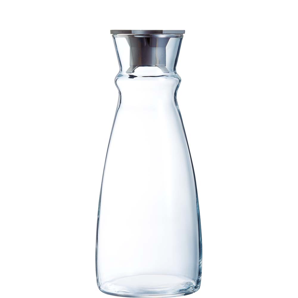Arcoroc Fluid Karaffe mit schwarzem Kunststoffdeckel, 1.1 Liter, Glas, transparent, 1 Stück