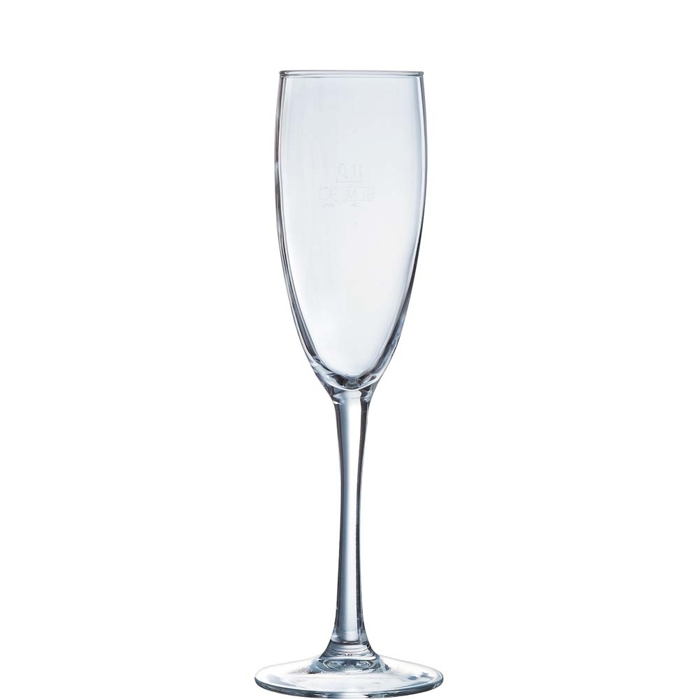 Arcoroc Vina Sektkelch, Sektglas, 190ml, mit Füllstrich bei 0.1l, Glas, transparent, 6 Stück