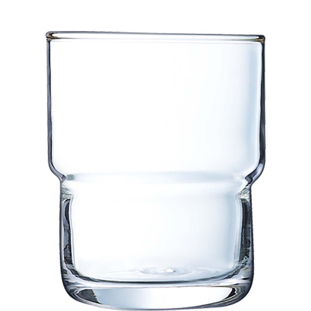 Arcoroc Log Tumbler, Trinkglas, stapelbar, 160ml, mit Füllstrich bei 0.1l, Glas gehärtet, transparent, 6 Stück