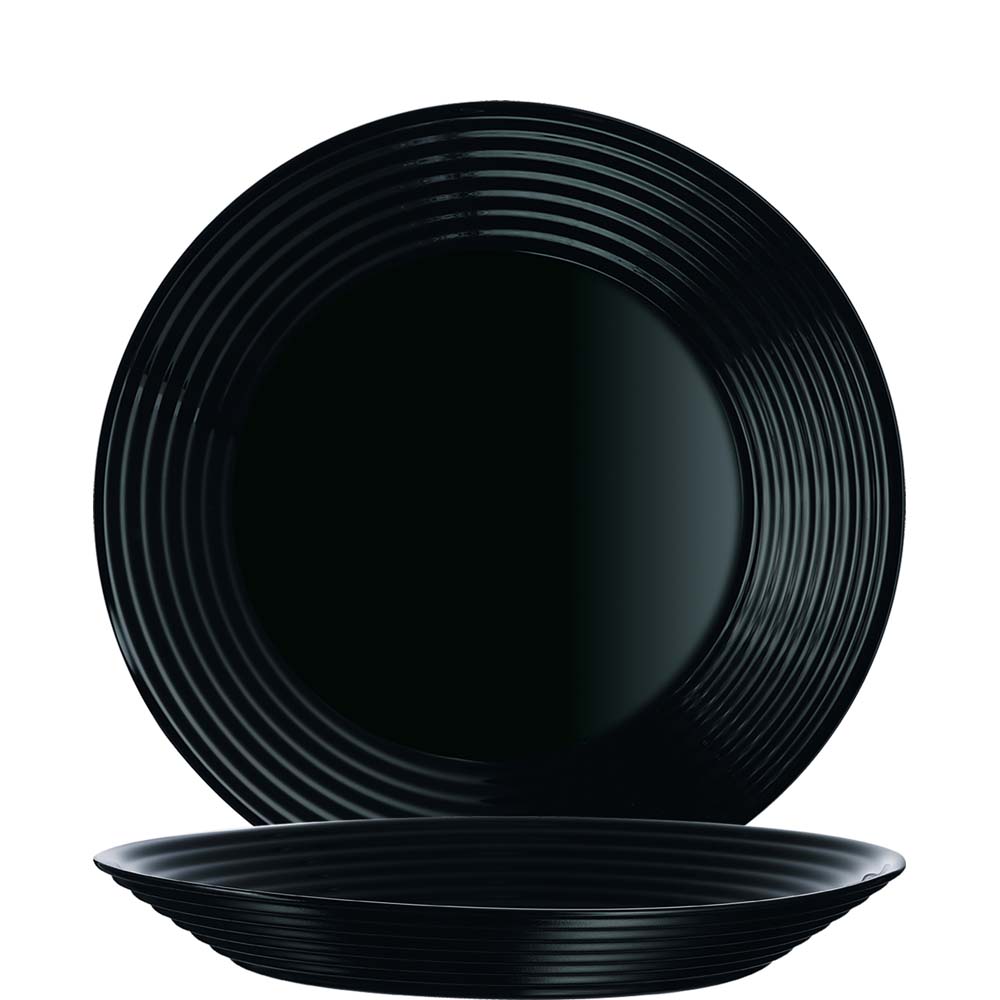 Luminarc Harena Teller tief, 23.5cm, 800ml, Glas gehärtet, schwarz, 6 Stück