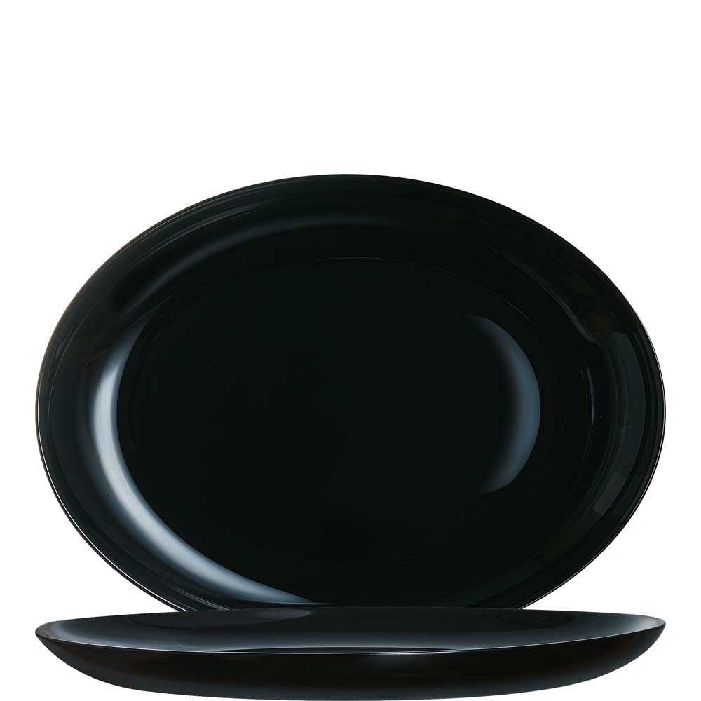 Luminarc Diwali Black Platte oval, 32.9cm, Glas gehärtet, schwarz, 1 Stück
