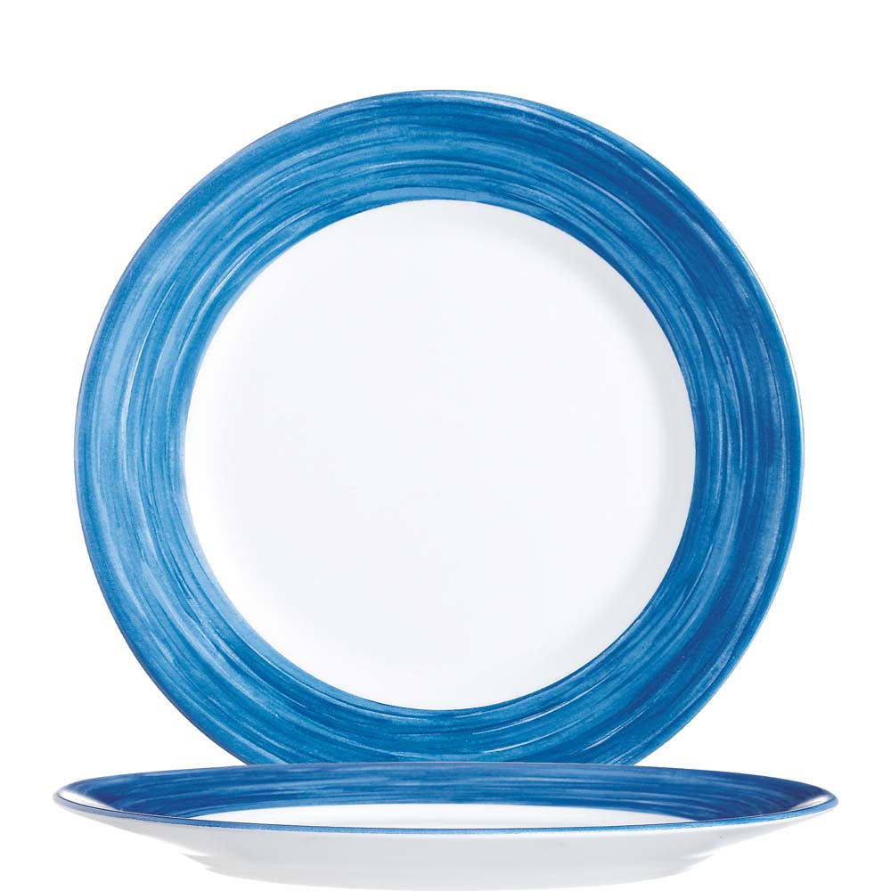 Arcoroc Brush Blue Jean Teller flach, 25cm, 25cm, Opal, blau, 6 Stück