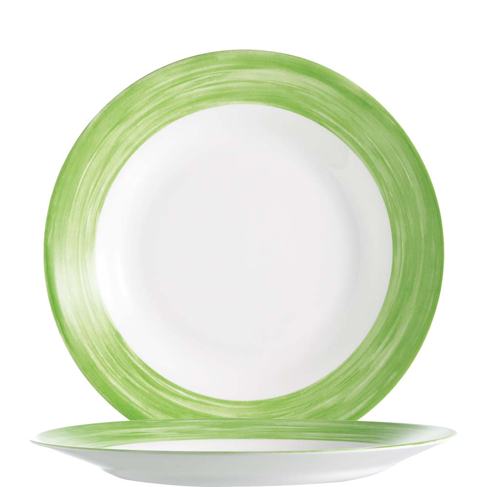 Arcoroc Brush Green Teller flach, 25cm, 25cm, Opal, grün, 6 Stück